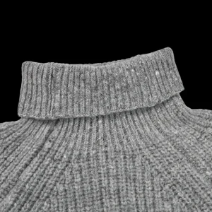 Inis Meain Knitwear | Grey Melange Wool Cashmere Boatbuilder Rollneck