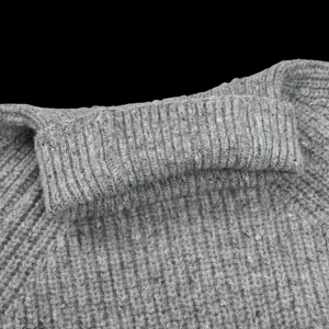Inis Meain Knitwear | Grey Melange Wool Cashmere Boatbuilder Rollneck