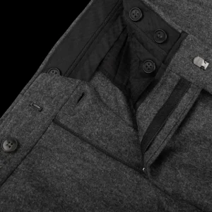 Studio 73 Trousers | Grey Melange Wool Flannel Pleated Trousers