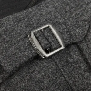 Studio 73 Trousers | Grey Melange Wool Flannel Pleated Trousers