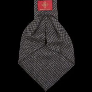 Dreaming Of Monday Ties | Grey Purple Houndstooth 7-Fold Cashmere Tie