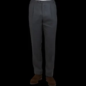 Baltzar Sartorial Trousers | Grey Super 100'S Wool Pleated Suit Trousers