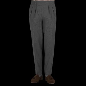 Luigi Bianchi Trousers | Grey Wool Flannel Pleated Trousers