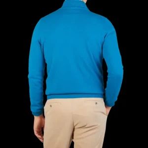 Gran Sasso Knitwear | Hot Blue Cashmere 1/4 Zip Sweater