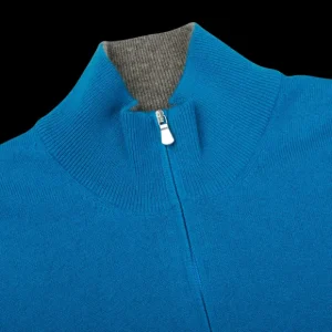 Gran Sasso Knitwear | Hot Blue Cashmere 1/4 Zip Sweater