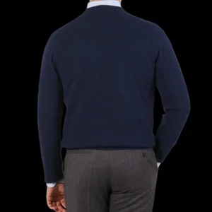 Alan Paine Sweaters | Indigo Blue Lambswool V-Neck