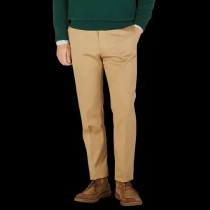 Berwich Trousers | Khaki Beige Cotton Flat Front Trousers