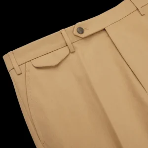 Berwich Trousers | Khaki Beige Cotton Flat Front Trousers