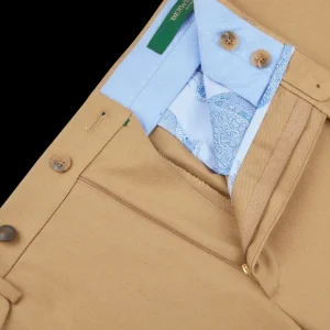 Berwich Trousers | Khaki Beige Cotton Flat Front Trousers