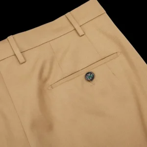 Berwich Trousers | Khaki Beige Cotton Flat Front Trousers