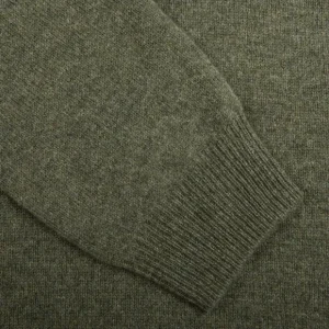 Alan Paine Sweaters | Landscape Green Lambswool V-Neck