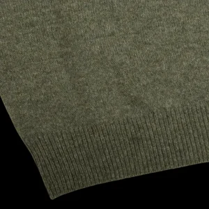 Alan Paine Sweaters | Landscape Green Lambswool V-Neck