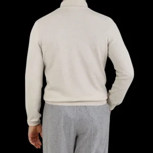 Gran Sasso Sweaters | Light Beige Cashmere 1/4 Zip Sweater