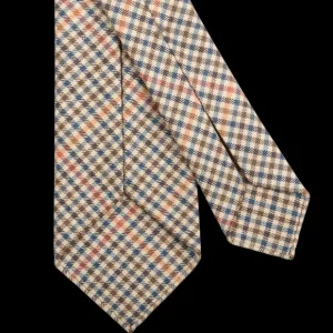 Dreaming Of Monday Ties | Light Beige Micro Gunclub Checked 7-Fold Wool Tie