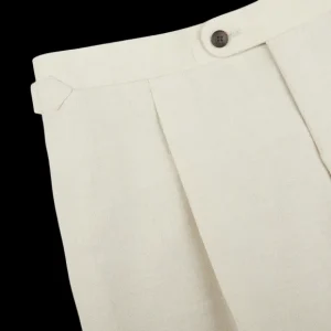 Baltzar Sartorial Trousers | Light Beige Wool Linen Pleated Trousers