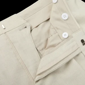 Baltzar Sartorial Trousers | Light Beige Wool Linen Pleated Trousers