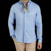 Stenströms Shirts | Light Blue Linen Cutaway Fitted Body Shirt