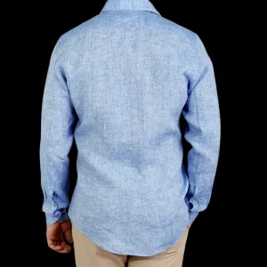 Stenströms Shirts | Light Blue Linen Cutaway Fitted Body Shirt