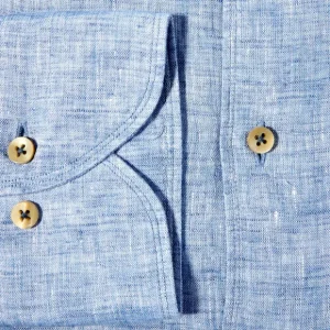 Stenströms Shirts | Light Blue Linen Cutaway Fitted Body Shirt