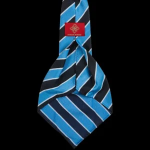 Dreaming Of Monday Ties | Light Blue Regimental 7-Fold Wool Tie