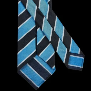 Dreaming Of Monday Ties | Light Blue Regimental 7-Fold Wool Tie