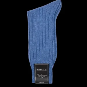 Bresciani Socks | Light Blue Ribbed Wool Cashmere Socks