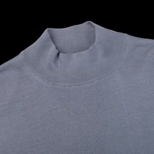 Fedeli Knitwear | Light Blue 140S Wool Mockneck Sweater
