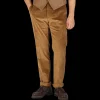 Berwich Trousers | Light Brown Cotton Corduroy Flat Front Trousers