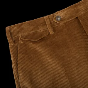 Berwich Trousers | Light Brown Cotton Corduroy Flat Front Trousers