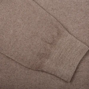 Gran Sasso Knitwear | Light Brown Vintage Merino Wool Zip Cardigan