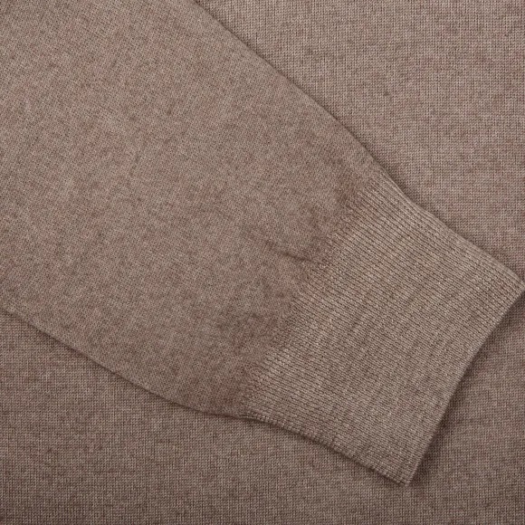 Gran Sasso Knitwear | Light Brown Vintage Merino Wool Zip Cardigan