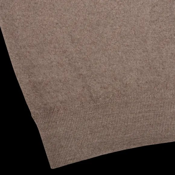 Gran Sasso Knitwear | Light Brown Vintage Merino Wool Zip Cardigan