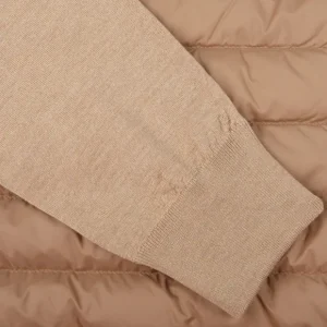 Herno Knitwear | Light Camel Wool Silk Nylon Padded Jacket