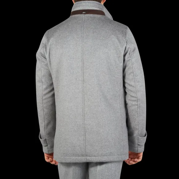 light_grey_water_repellen_2.webp Herno Outerwear | Light Grey Water Repellent Cashmere Car Coat