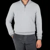 Gran Sasso Knitwear | Light Grey Wool Cashmere 1/4 Zip Sweater