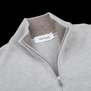 Gran Sasso Knitwear | Light Grey Wool Cashmere 1/4 Zip Sweater