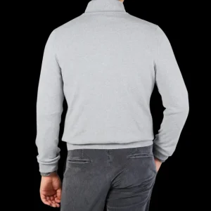 Gran Sasso Knitwear | Light Grey Wool Cashmere 1/4 Zip Sweater
