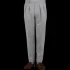 Luigi Bianchi Trousers | Light Grey Wool Flannel Pleated Trousers