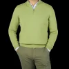 Gran Sasso Knitwear | Lime Green Cashmere 1/4 Zip Sweater