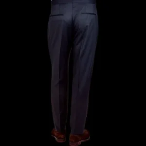 Tagliatore Trousers | Midnight Navy Pleated Super 110S Wool Trousers