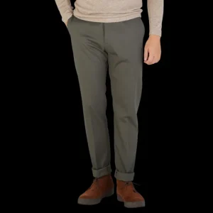 Berwich Trousers | Military Green Cotton Flat Front Trousers
