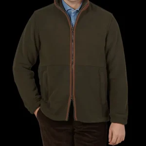 Alan Paine Coats & Jackets | Moss Green Windblock Fleece Aylsham Jacket