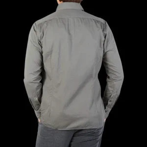 Tintoria Mattei Shirts | Muted Green Overdyed Cotton Poplin Shirt