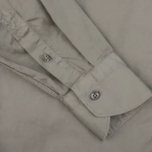 Tintoria Mattei Shirts | Muted Green Overdyed Cotton Poplin Shirt