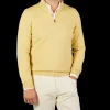 Gran Sasso Sweaters | Muted Yellow Cashmere 1/4 Zip Sweater