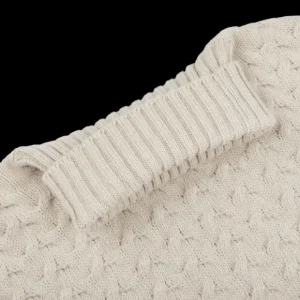 Fedeli Knitwear | Natural Beige Cable Wool Cashmere Rollneck