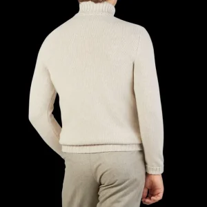 Fedeli Knitwear | Natural Beige Wool Cashmere Rollneck