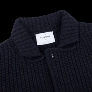 Gran Sasso Knitwear | Navy Blue Chunky Knitted Wool Cardigan