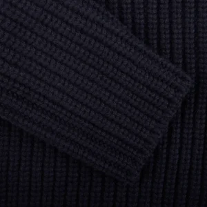 Gran Sasso Knitwear | Navy Blue Chunky Knitted Wool Cardigan