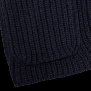Gran Sasso Knitwear | Navy Blue Chunky Knitted Wool Cardigan